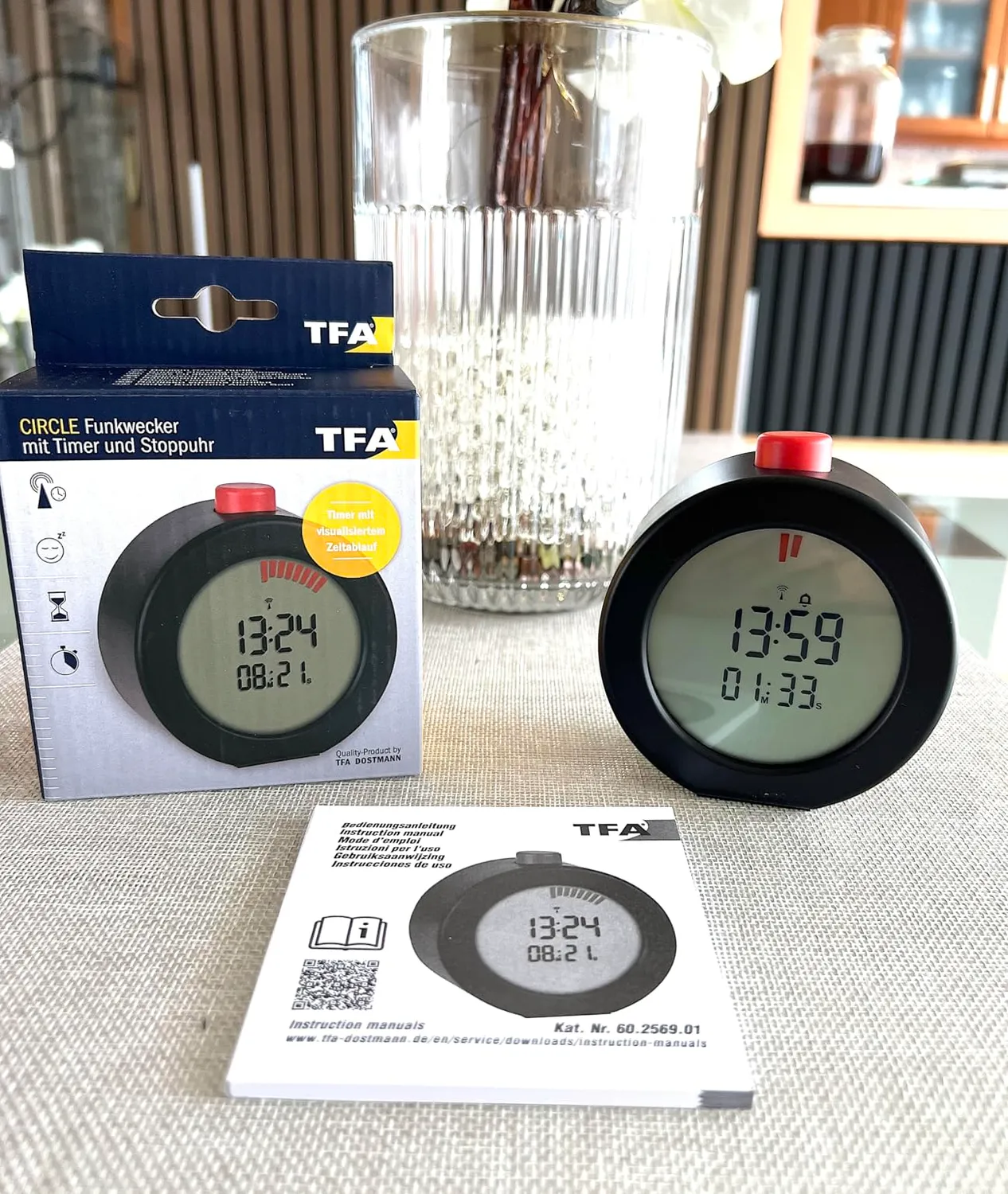 TFA Dostmann 60.2569 digitaler Funk-Wecker Timer schwarz
