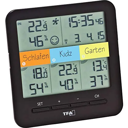 TFA Dostmann Klima Home 30.3060.01 Thermo-Hygrometer 3 Sender