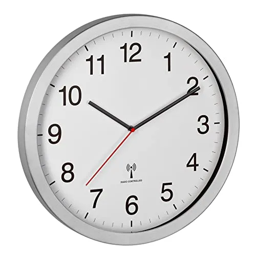 TFA Dostmann 60.3545.02 Funk-Wanduhr XL 40 cm silber-weiß