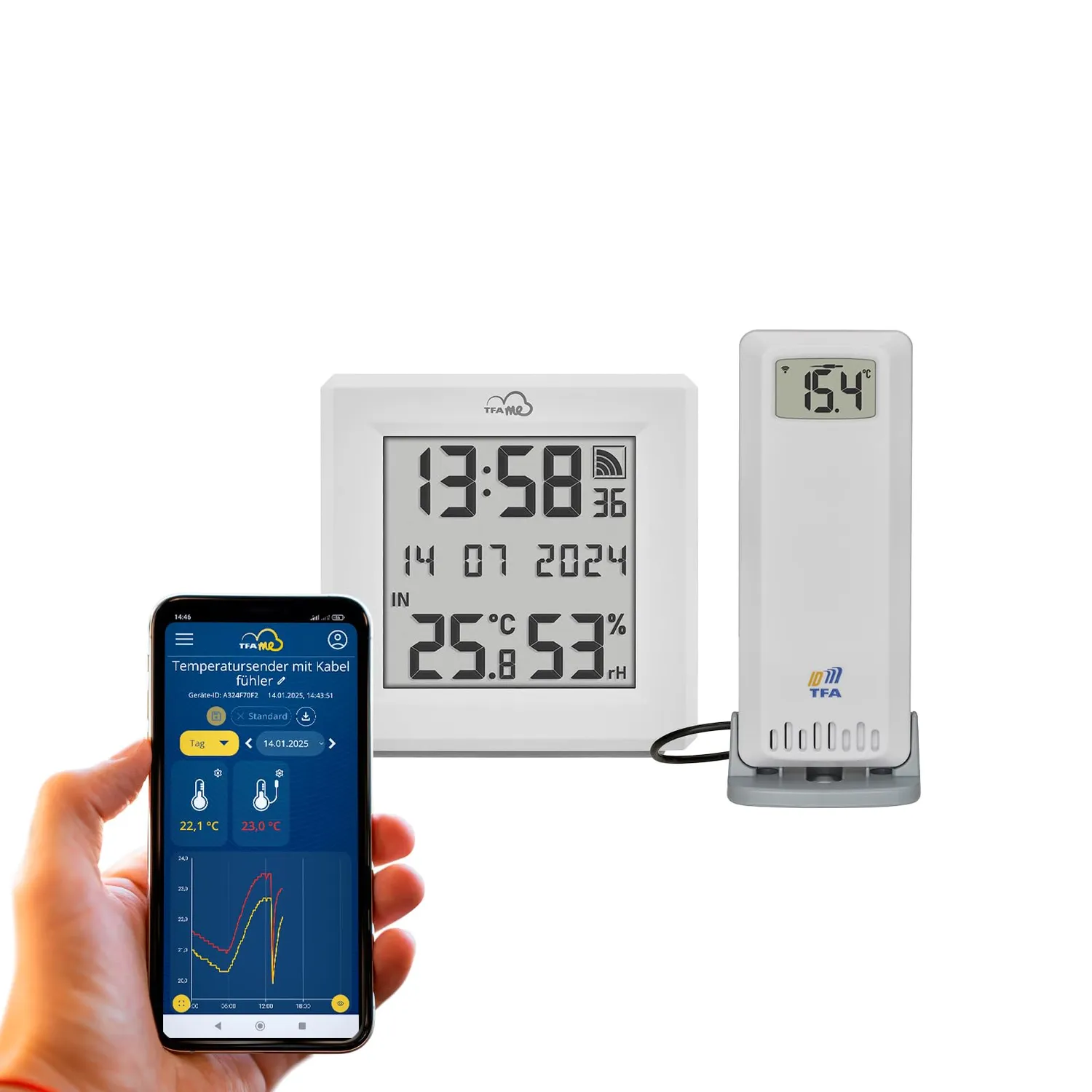 TFA Dostmann TFA.me 30.3908 Innensensor schwarz Temperatur Feuchte