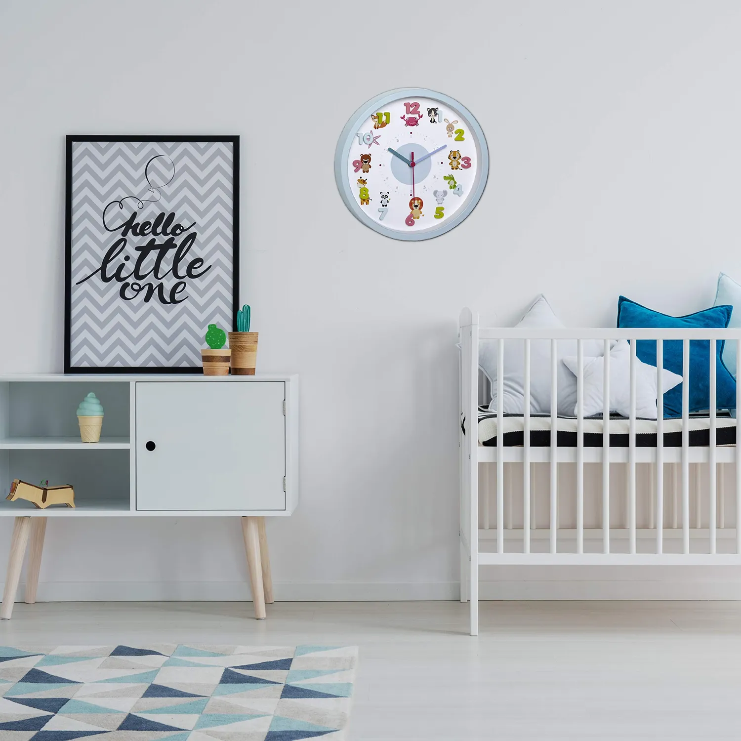 TFA Dostmann Little Animals Kinder-Wanduhr hellblau