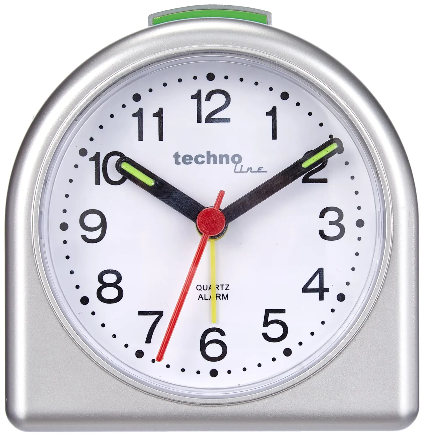 Technoline Model SD Quarzwecker analog silber 8,3 cm Leuchtzeiger