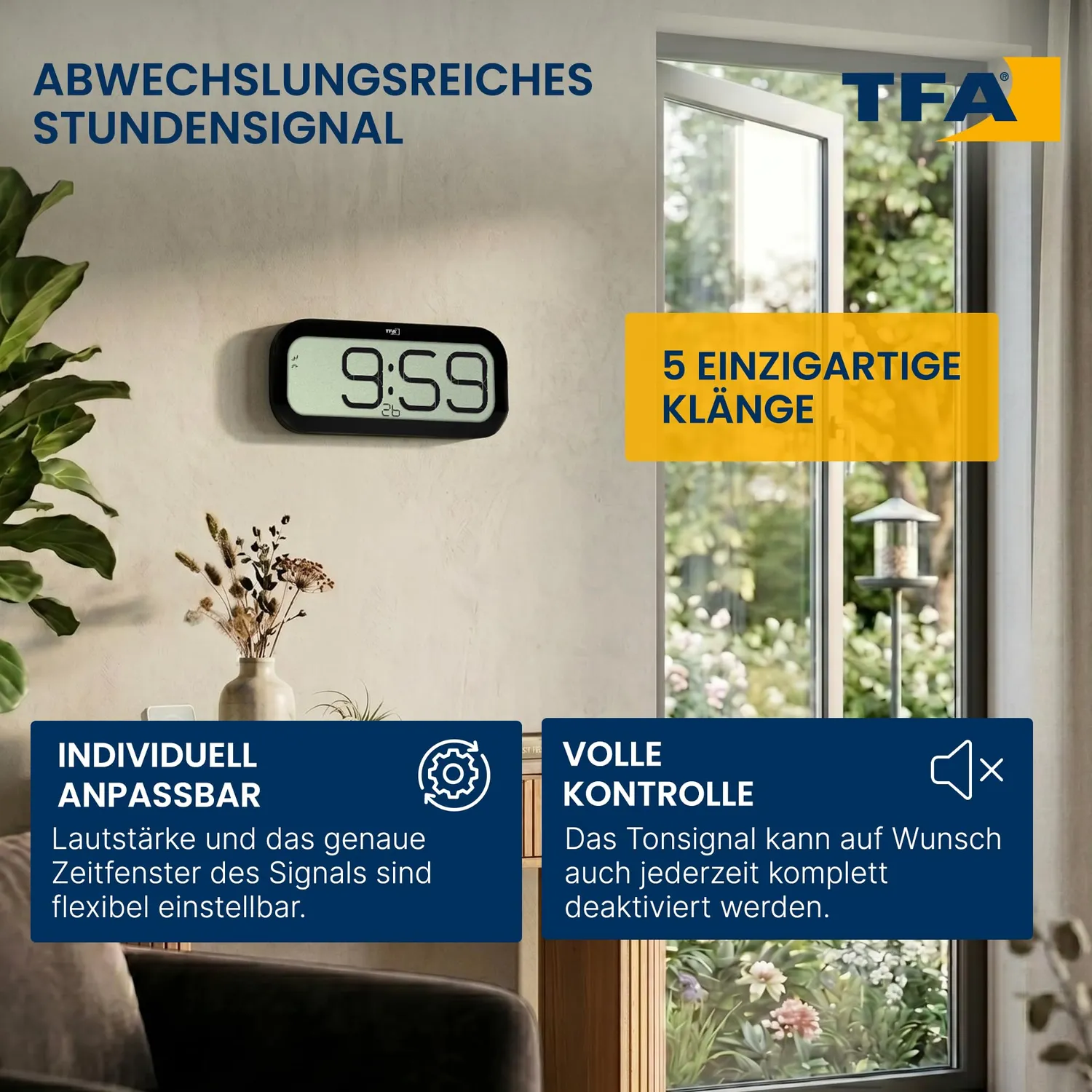 TFA Dostmann Bim Bam 60.4514.01 Funk-Wanduhr schwarz