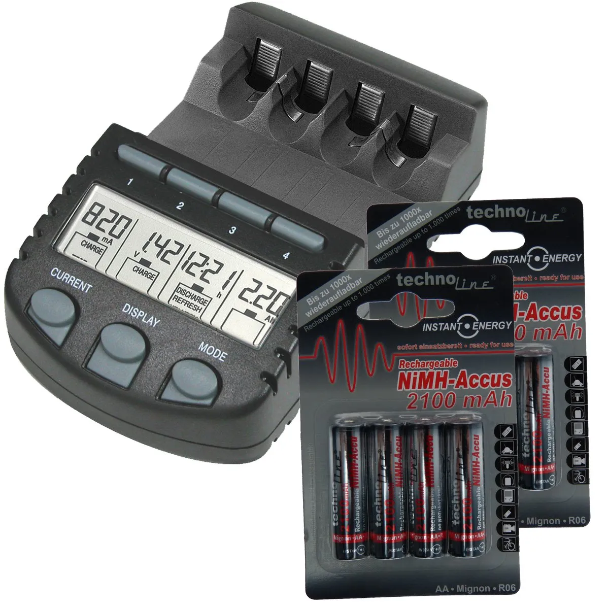 Technoline BC 700 Ladegerät AA AAA ohne Batterien LCD