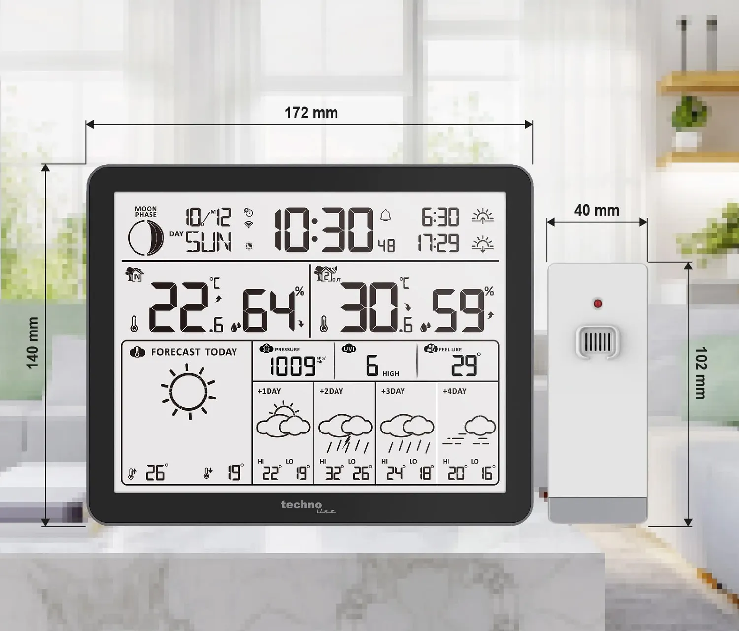 Technoline WD 3000 WLAN-Wetterstation mit Sensor und App