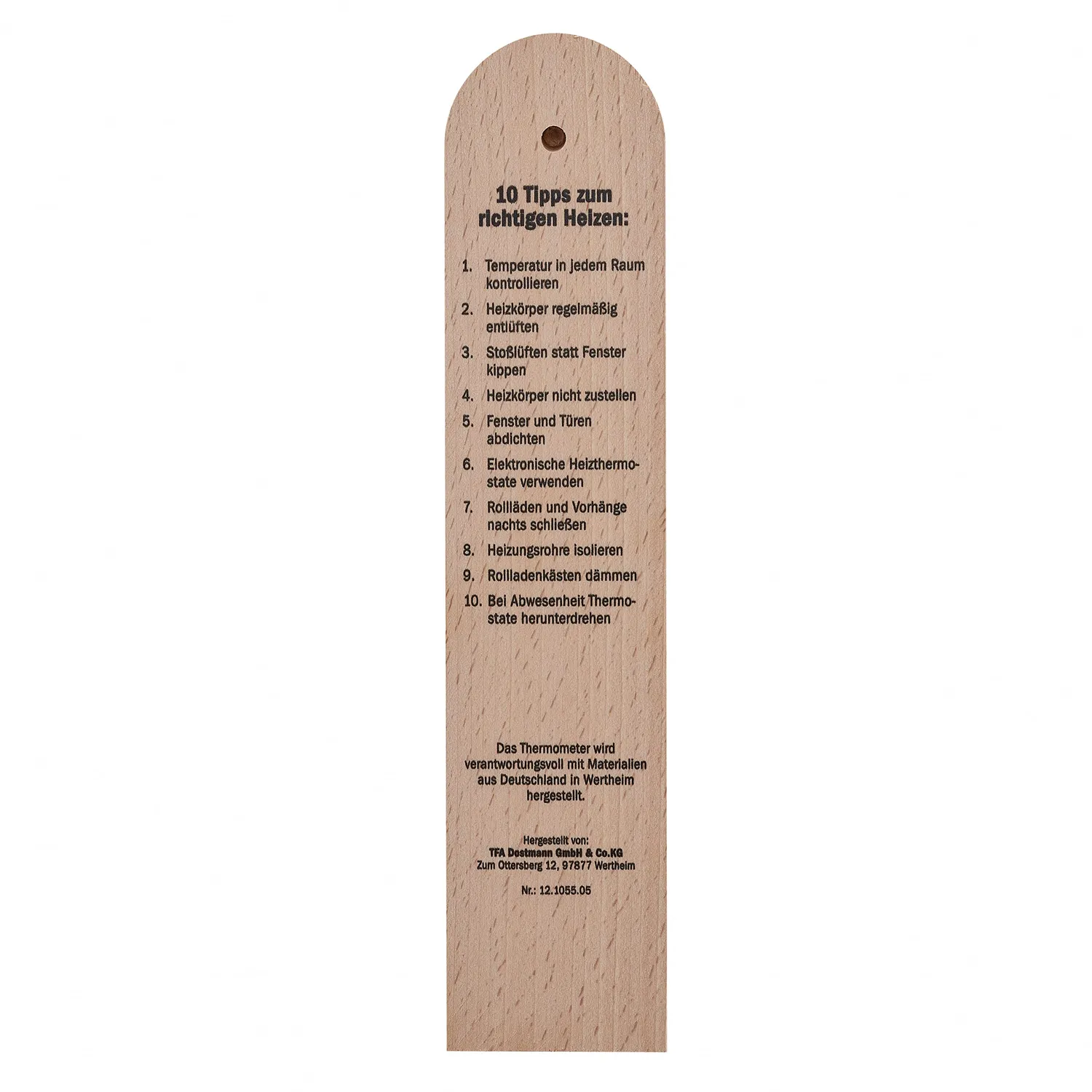 TFA Dostmann 12.1055.05 Energiespar-Thermometer Buche 1 Stück