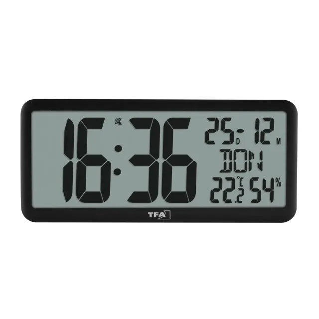TFA Dostmann 60.4525 Funkuhr schwarz XXL-Ziffern Klima