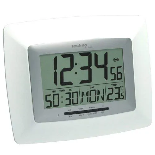 Technoline WS 8100 Funk-Wanduhr weiß-silber mit Thermometer