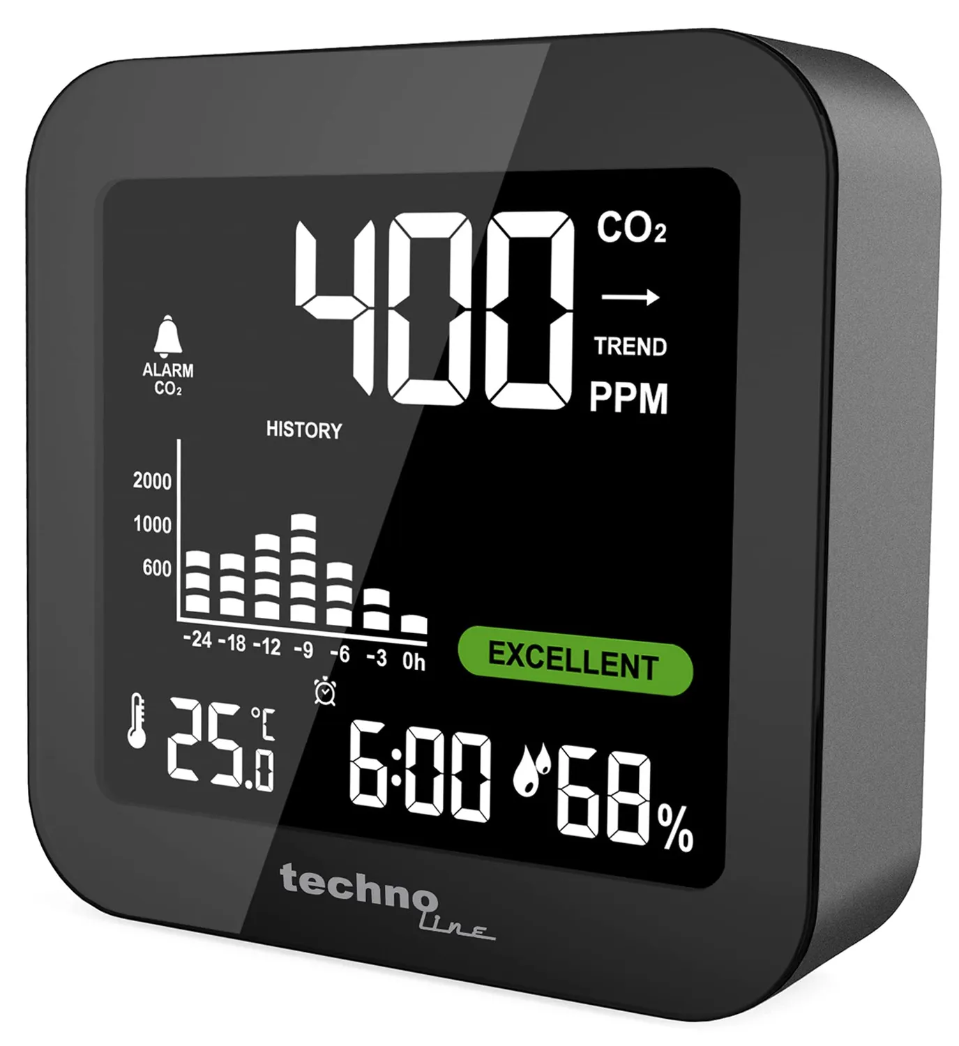 Technoline WL1025 CO2-Messgerät Monitor Akku