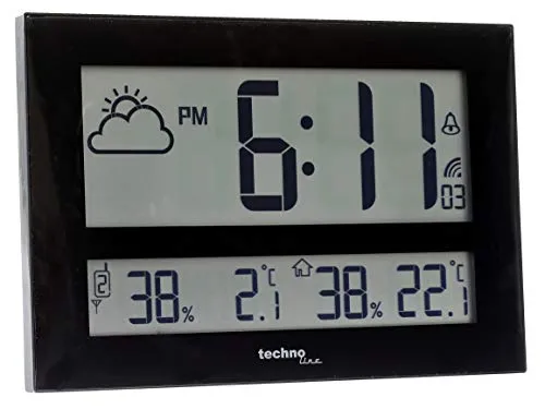 Technoline WS 8011 Wanduhr schwarz Funk Thermo-Hygro