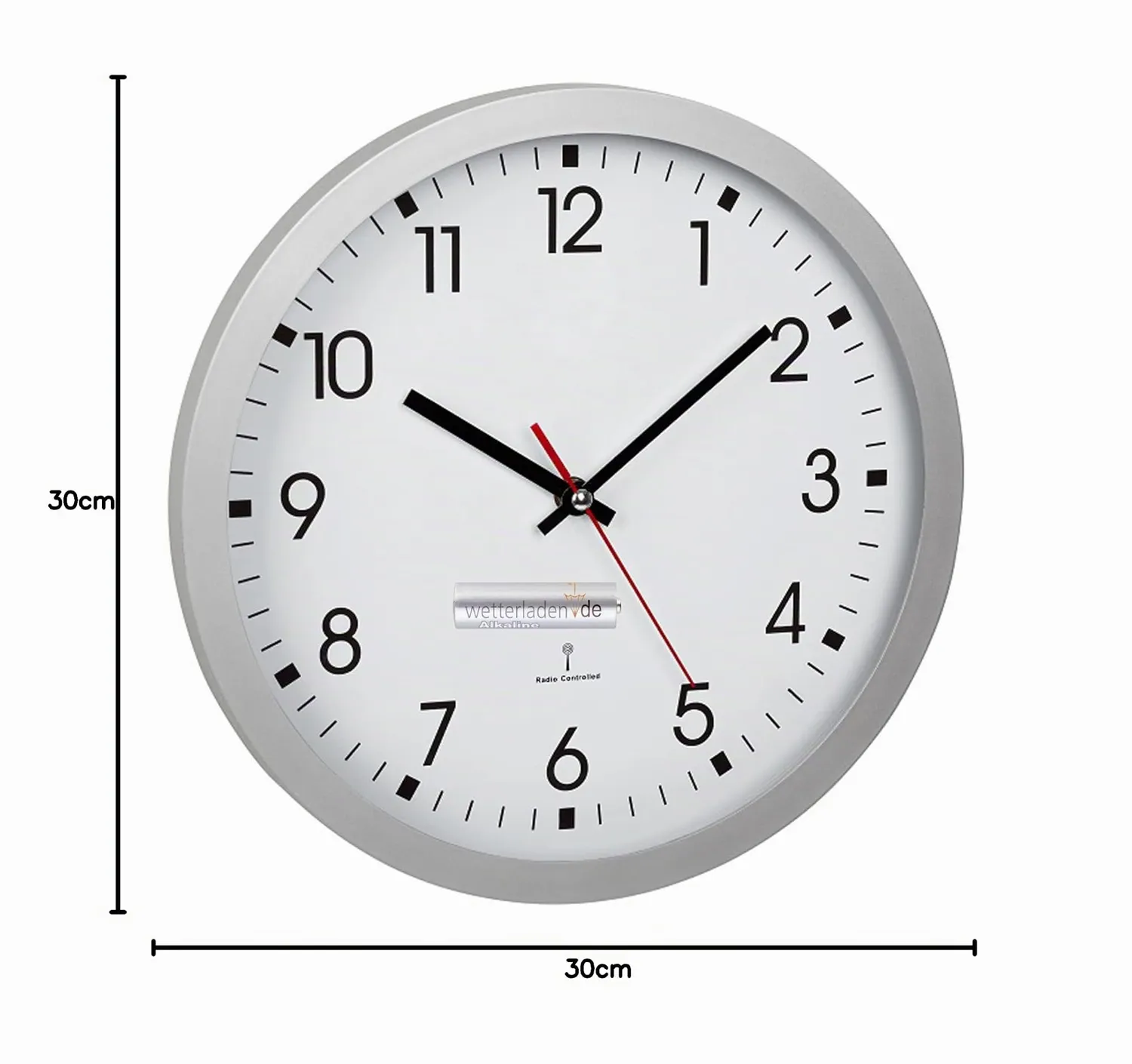 TFA Dostmann 60.3522.02 Funk-Wanduhr silber 30 cm