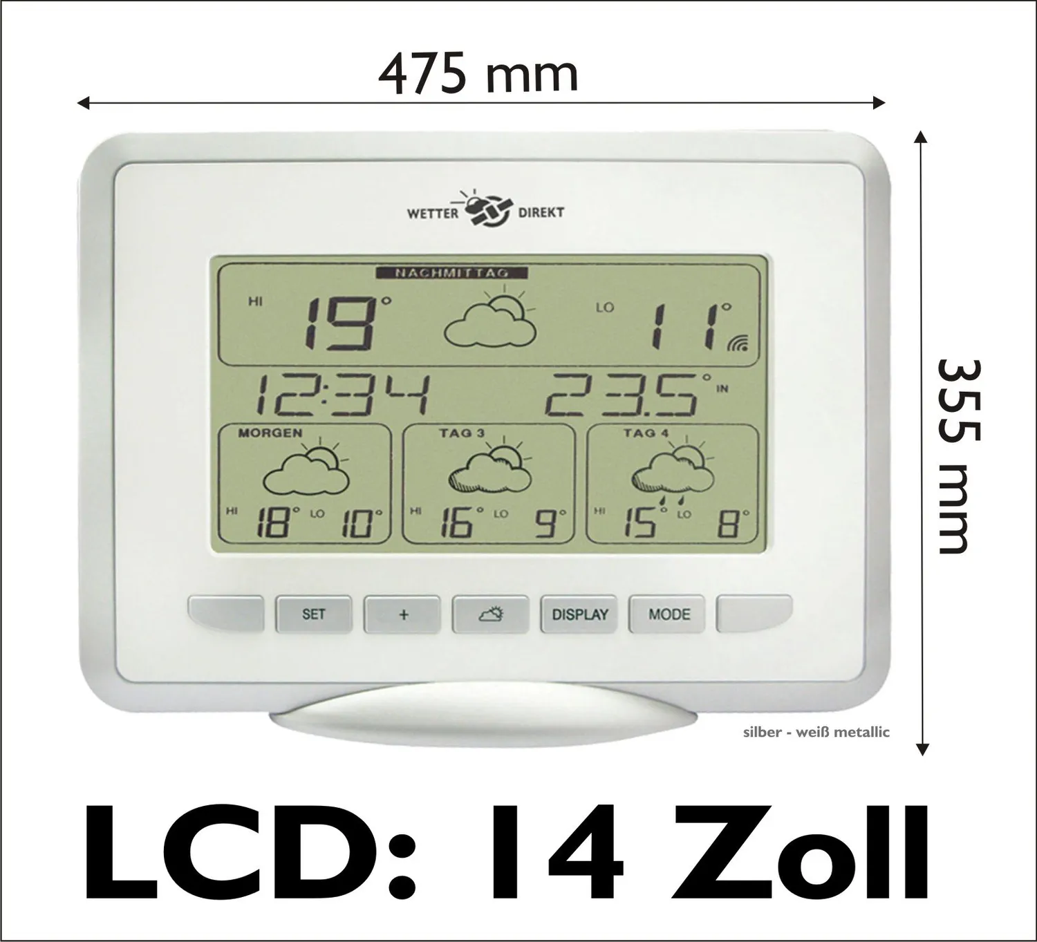 Technoline WetterDirekt WD 9535 Wetterstation 4-Tage weiß-silber