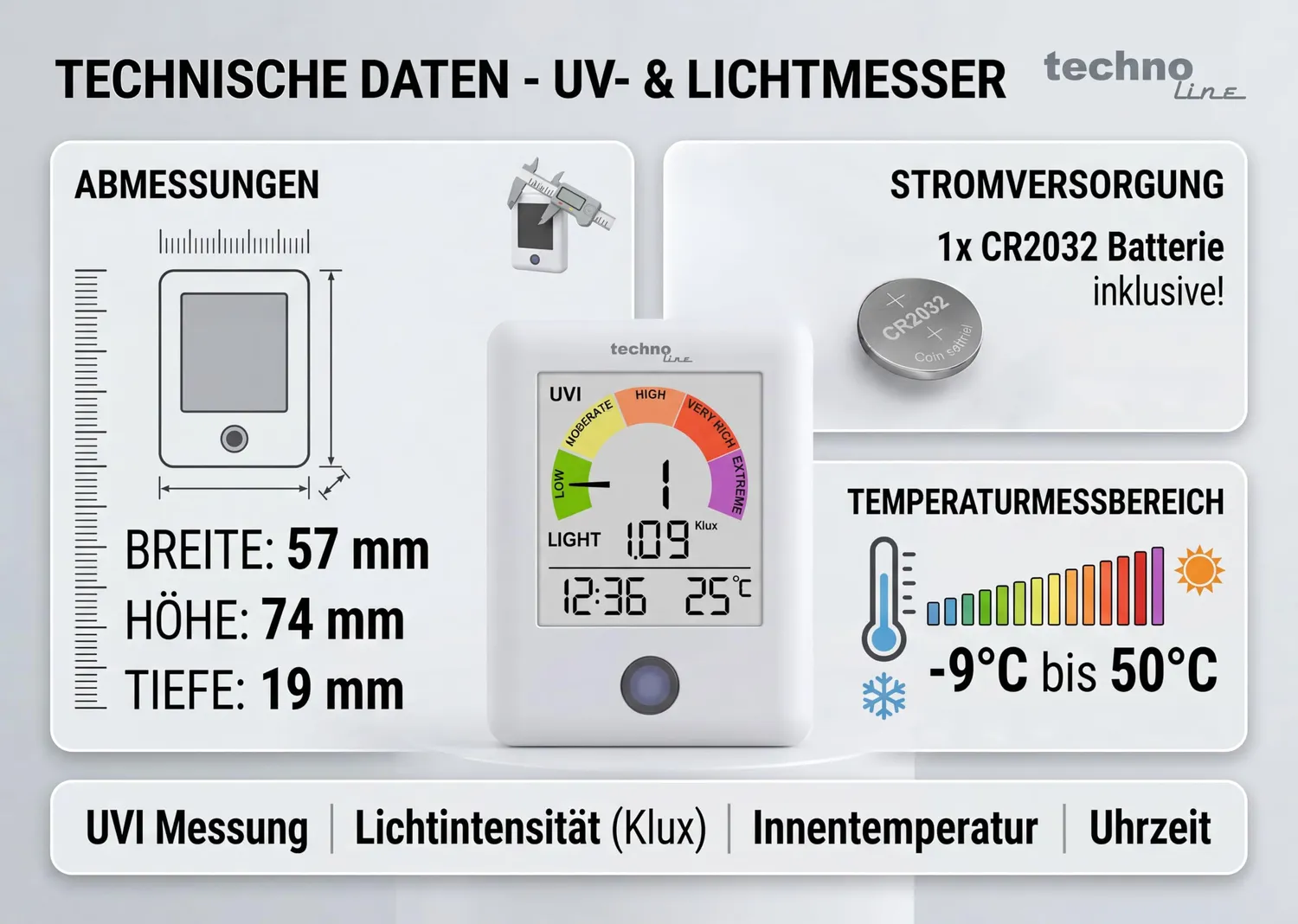Technoline WS9320 UV-Strahlungsmonitor mit UV-Index