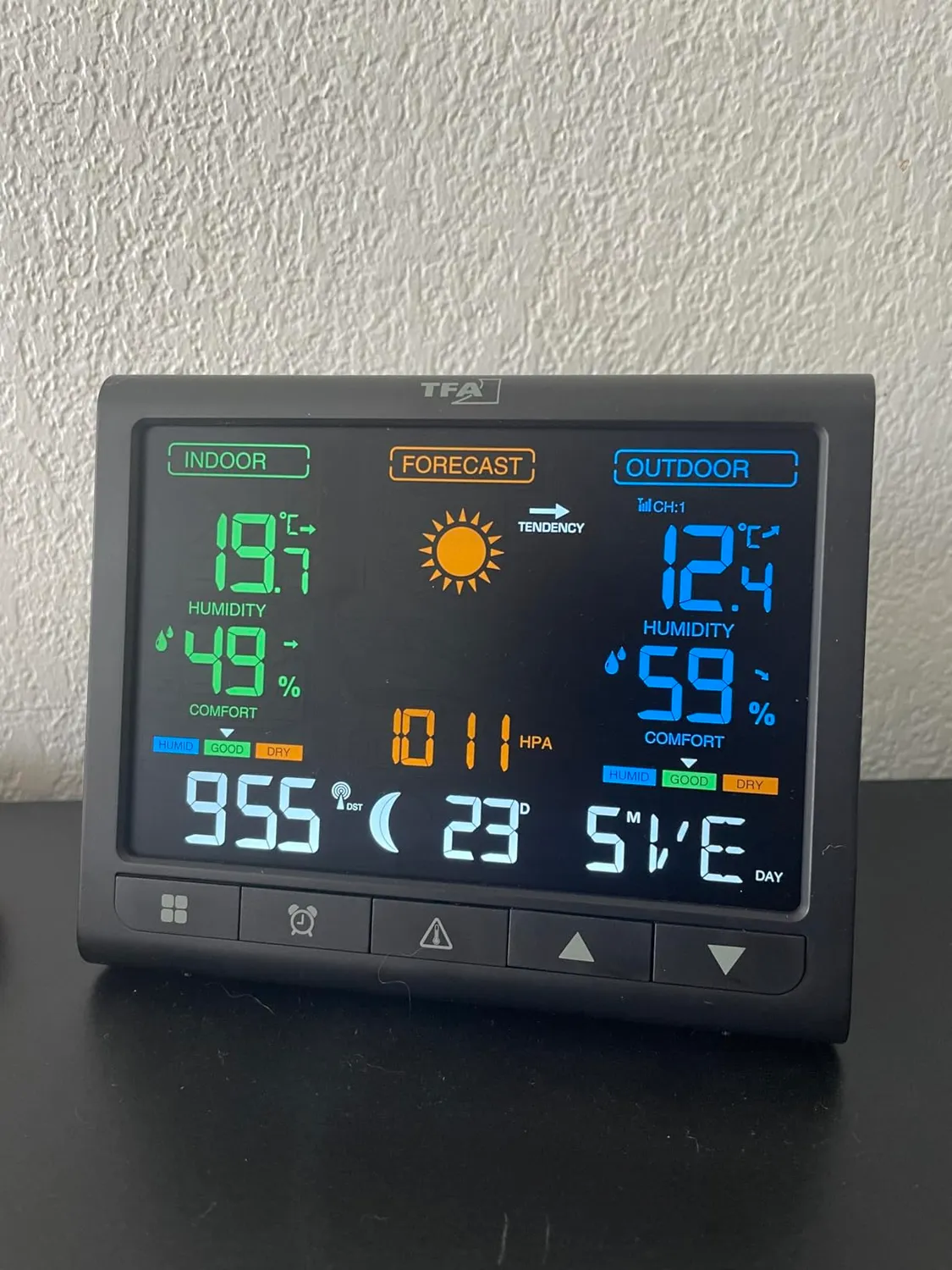 TFA Dostmann Contrast 35.1171 Wetterstation schwarz VA-Display