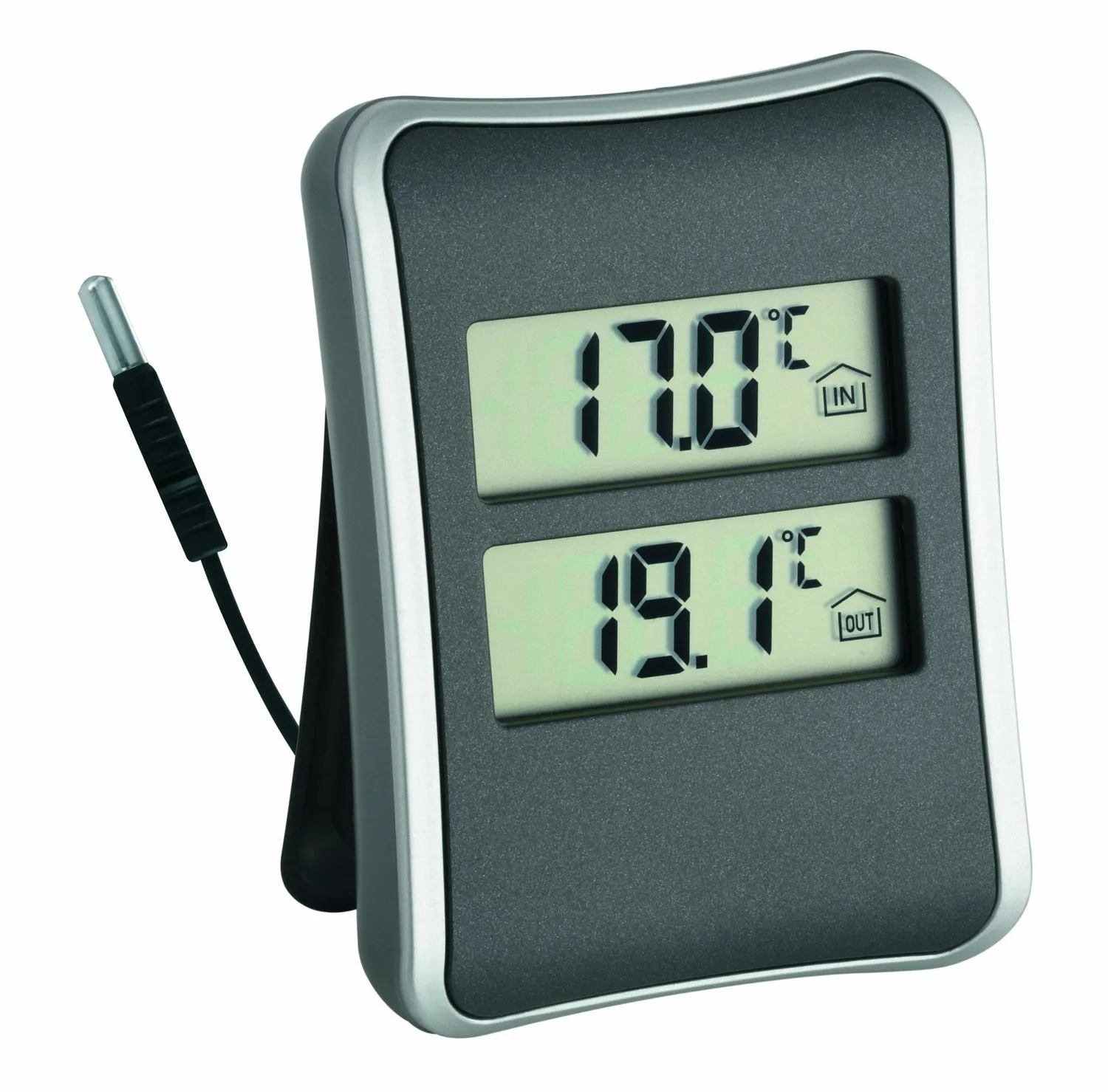 TFA Dostmann 30.1044 Innen-Außen-Thermometer anthrazit Kabel