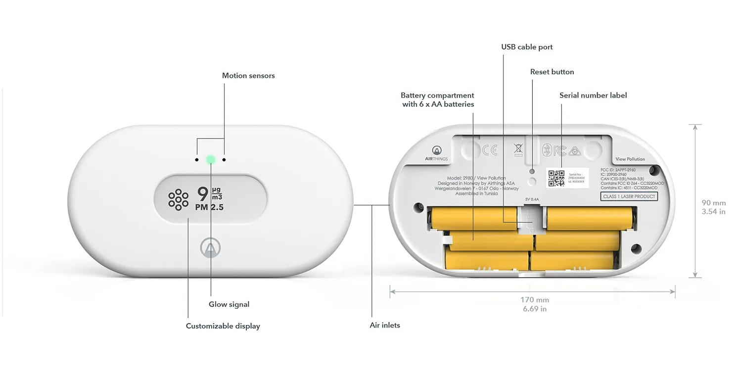Airthings View Pollution 2980 Feinstaubmessgerät WLAN PM2.5