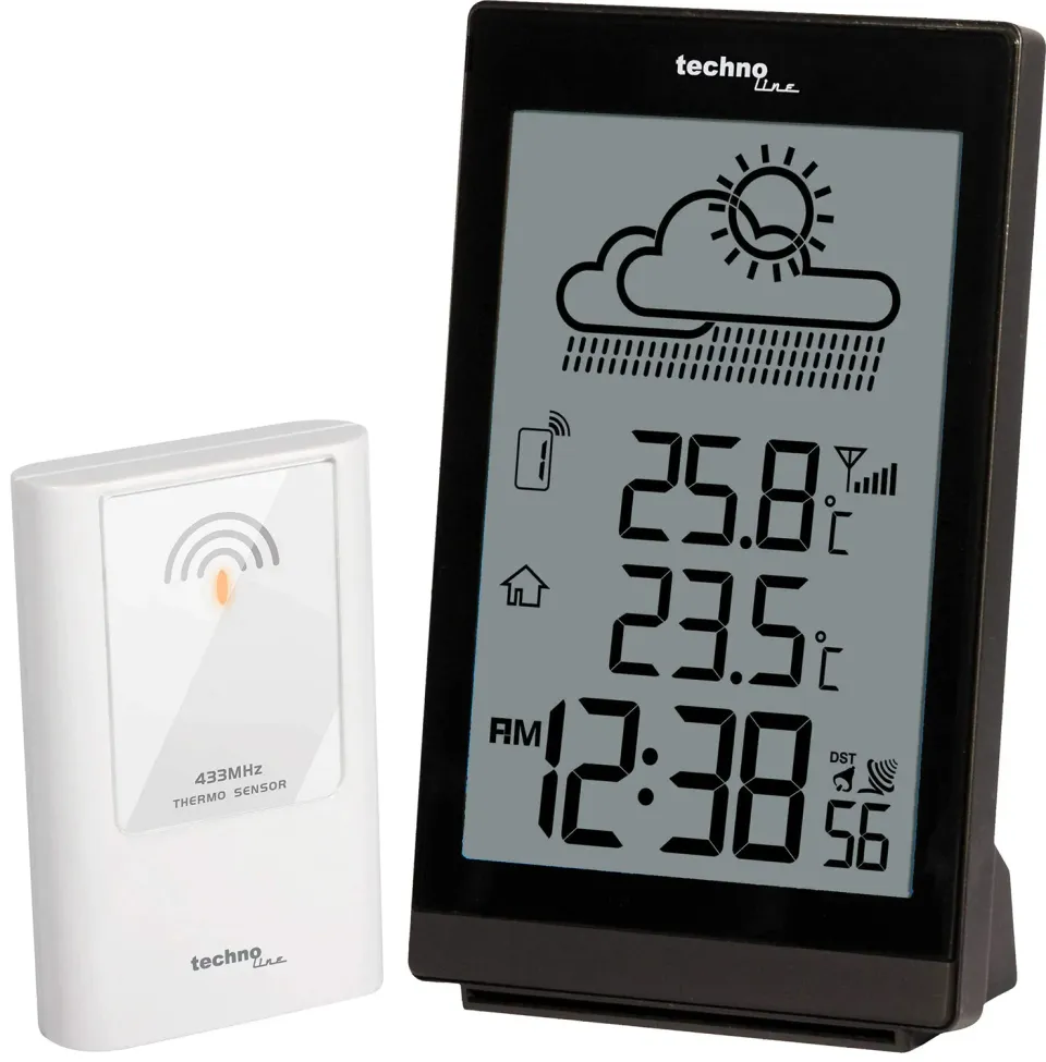 Technoline WS 9251 Wetterstation Schwarz mit Sensor