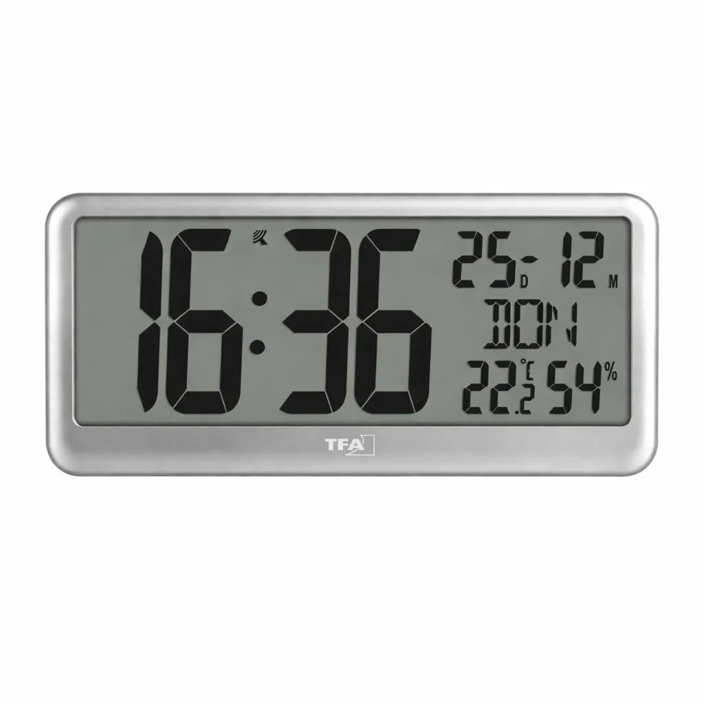 TFA Dostmann 60.4525 Funkuhr schwarz XXL-Ziffern Klima