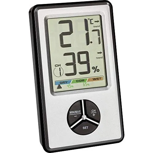 TFA Dostmann 30.5045.54 digitales Thermo-Hygrometer silber