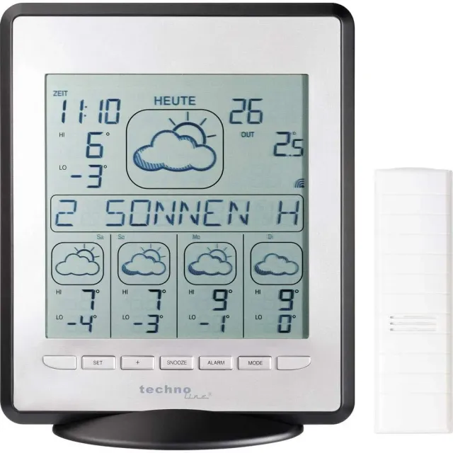 Technoline WD 9550 Wetterdirektstation silber 5-Tage Prognose