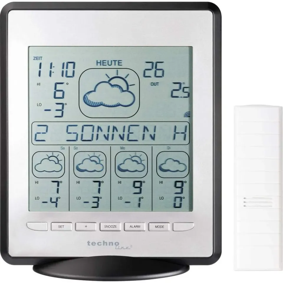 Technoline WD 9550 Wetterdirektstation silber 5-Tage Prognose