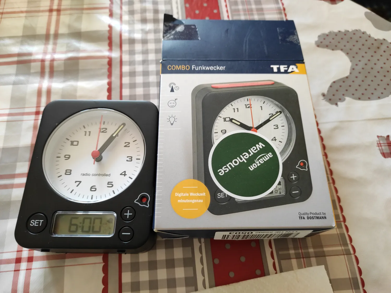 TFA Dostmann Combo 60.1511.01.05 Funkwecker Schwarz-Rot Display
