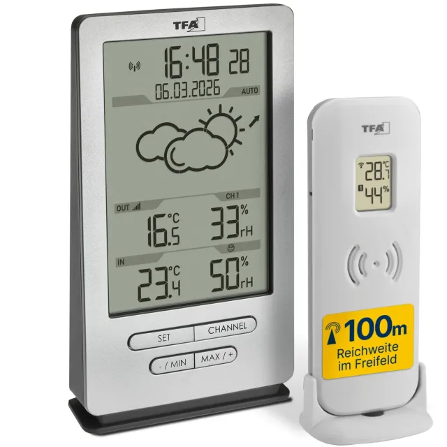 TFA Dostmann Xena Funk-Wetterstation silber Außensensor