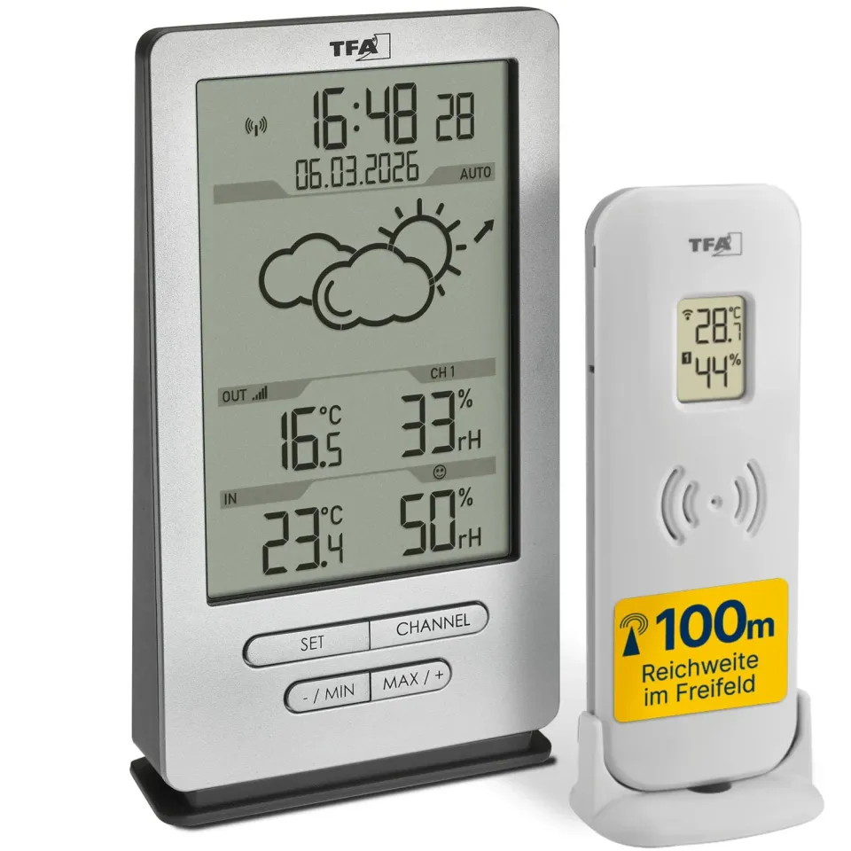 TFA Dostmann Xena Funk-Wetterstation silber Außensensor