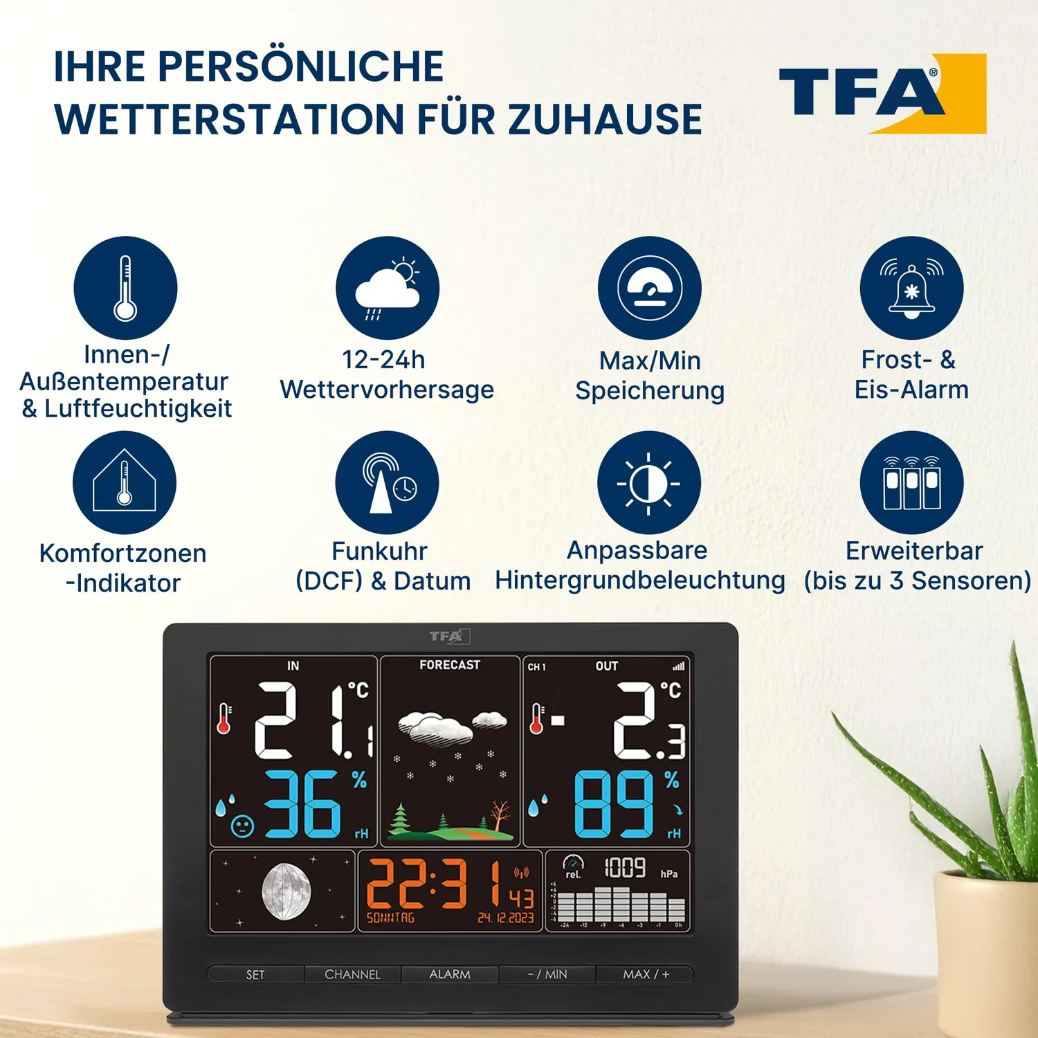 TFA Dostmann Season 2 35.1118 Funk-Wetterstation Modern schwarz