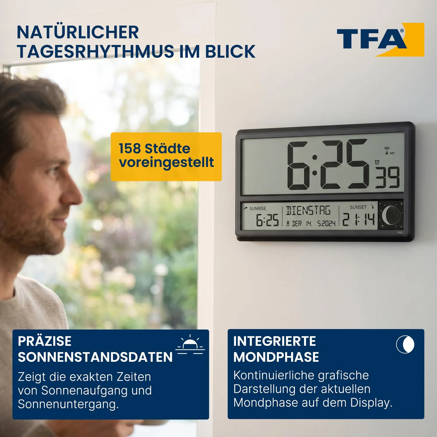 TFA Dostmann 60.4524.01 Funk-Wanduhr schwarz XL-Ziffern