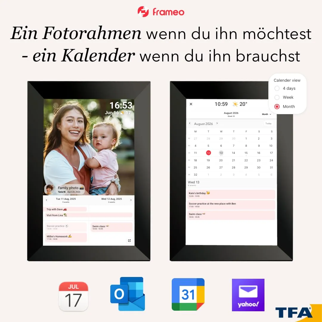 TFA Dostmann 37.1001 WLAN-Bilderrahmen 10 Zoll braun Touch