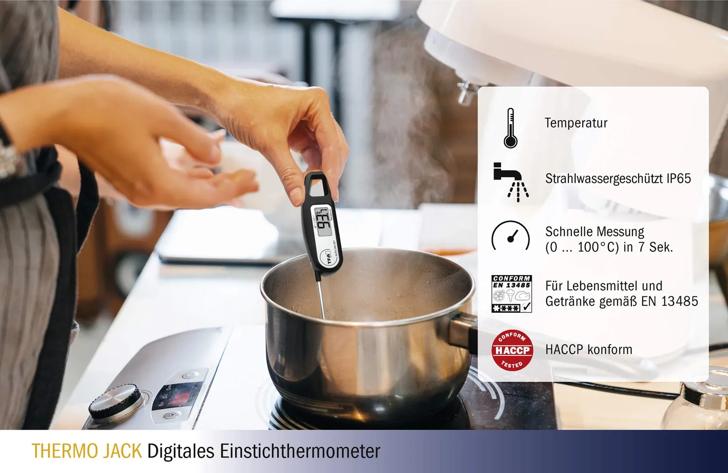 TFA Dostmann Thermo Jack Thermometer schwarz klappbar