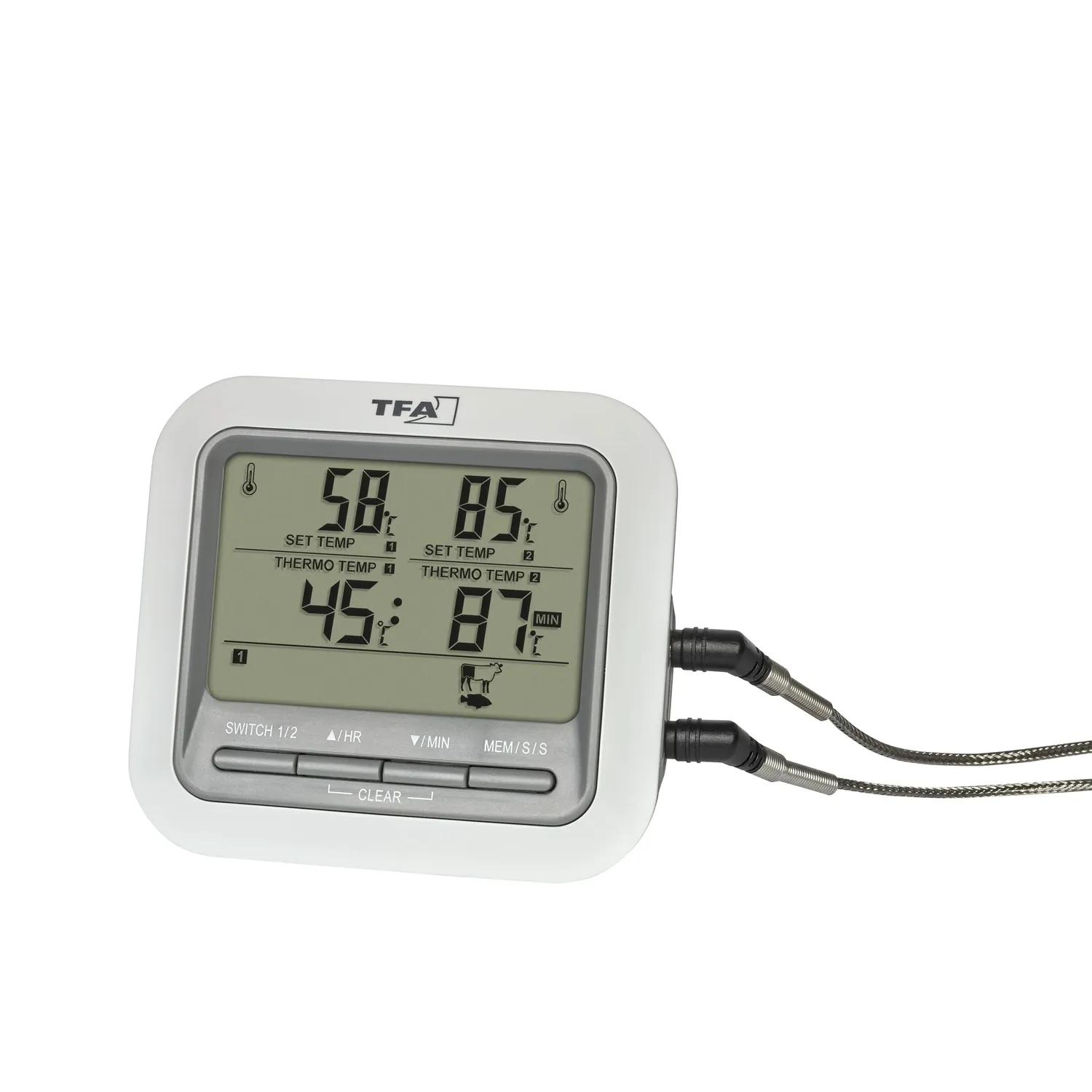 TFA Dostmann 14.1516 Grill-Thermometer weiß 2 Sonden 300°C
