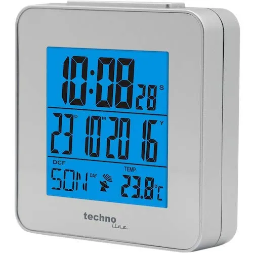 Technoline WT 268 Funkwecker silber beleuchtet mit Temperatur