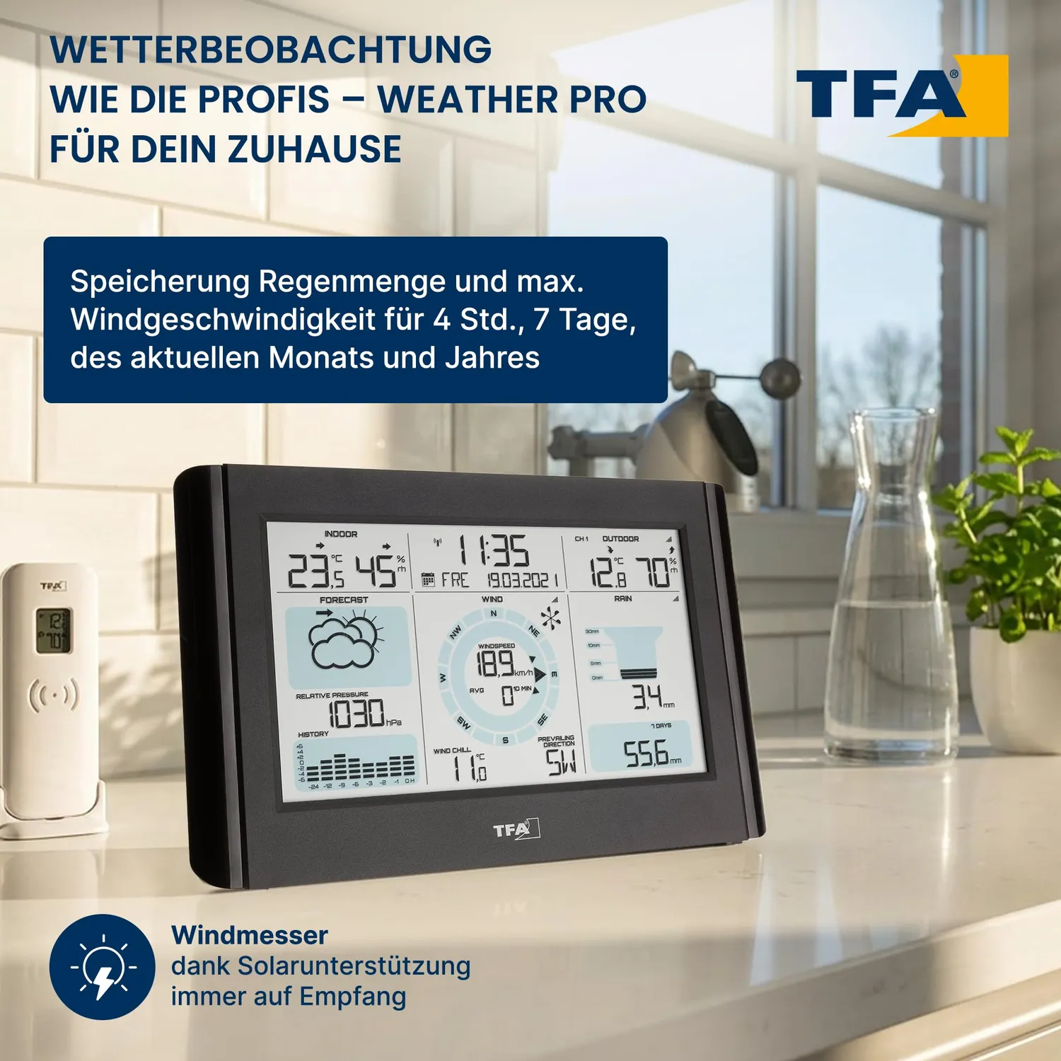 TFA Weather Pro 35.1161.01 Wetterstation Bundle schwarz