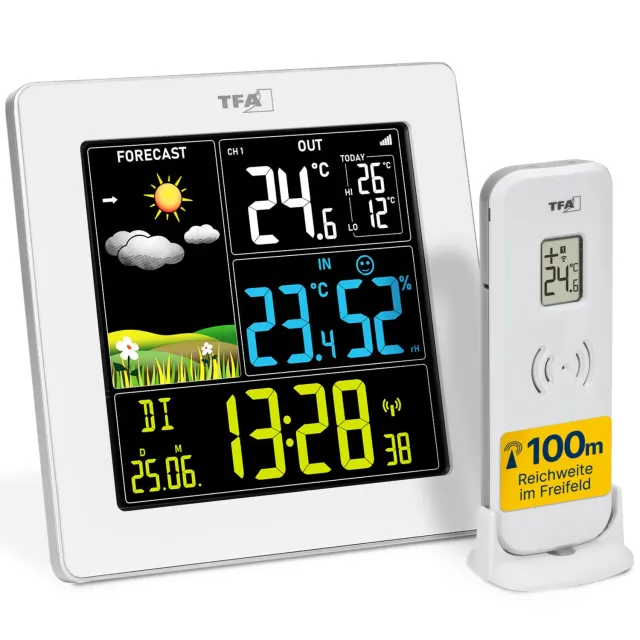 TFA Dostmann SUN2 35.1174 Funk-Wetterstation weiß Farbdisplay