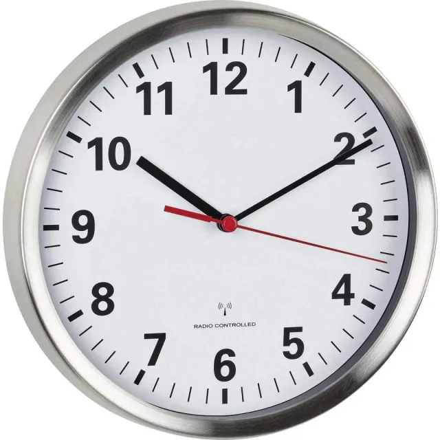 TFA Dostmann 60.3529.02 Funk-Wanduhr 22cm Silber Lautlos
