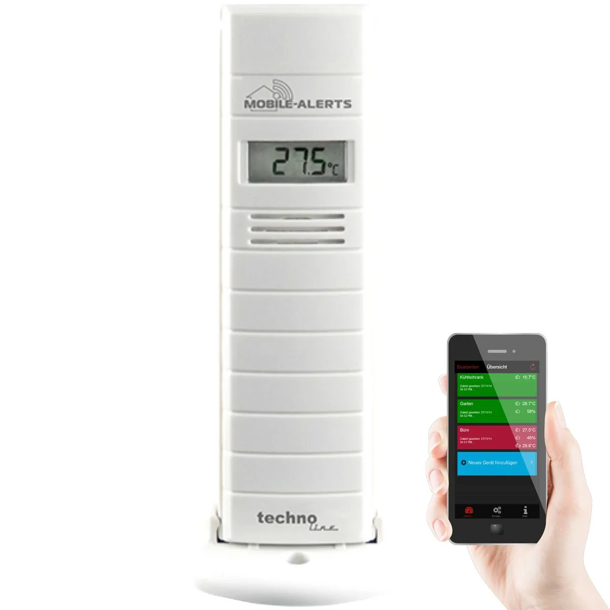 Technoline MA 10200 Mobile Alerts Sensor weiß mit Gateway