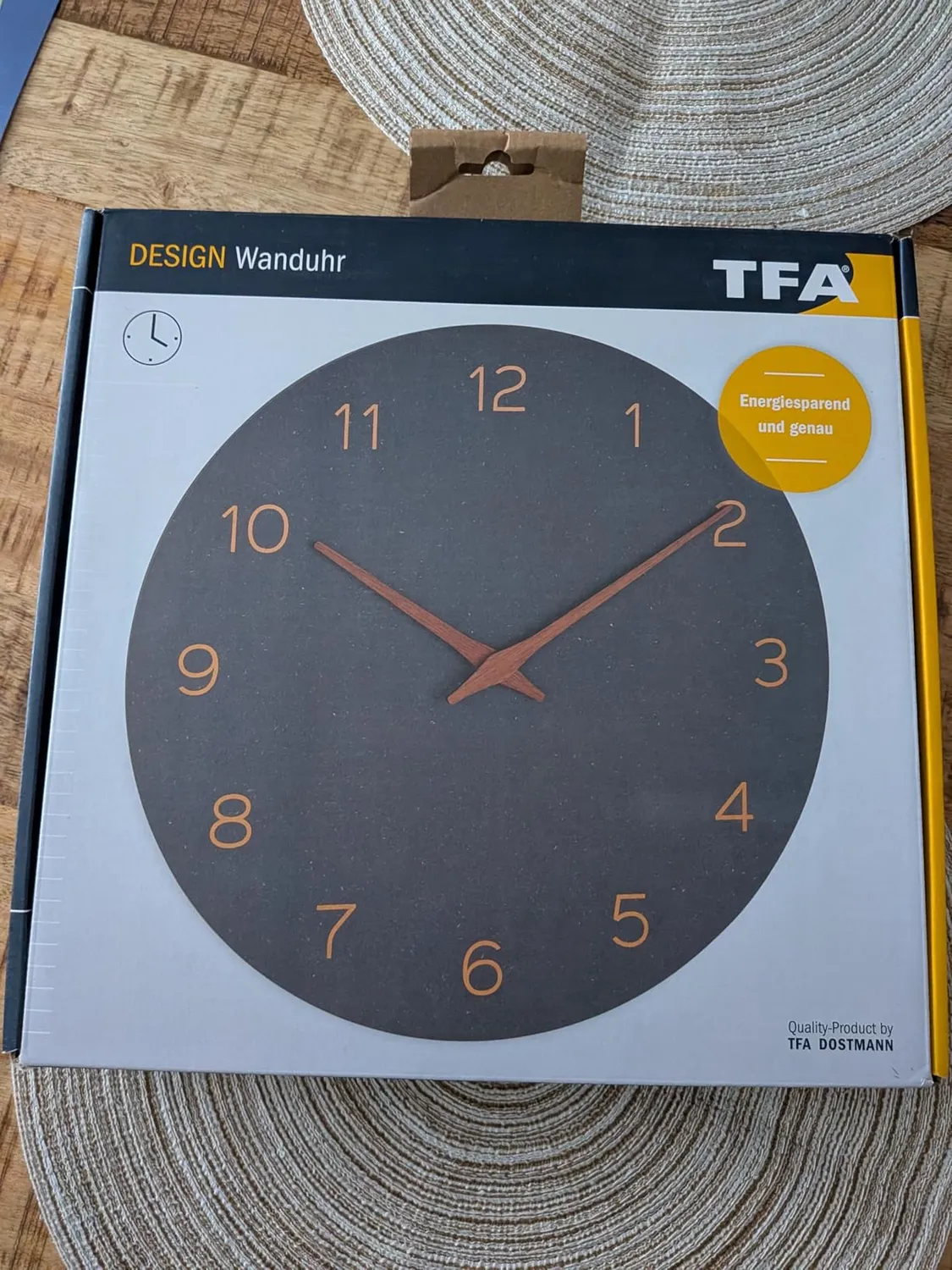 TFA Dostmann 60.3054.01 Wanduhr 30cm schwarz lautlos Holz