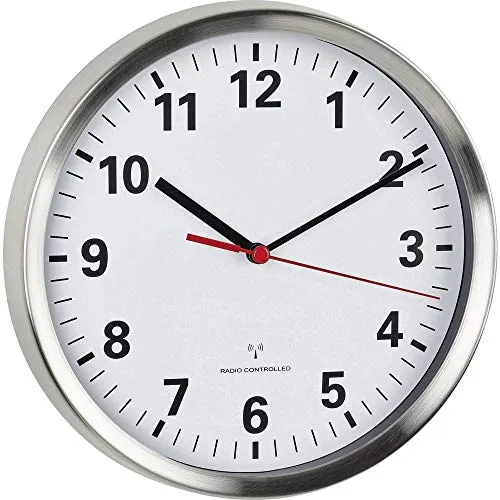 TFA Dostmann 60.3529.02 Funk-Wanduhr 22cm Silber Lautlos