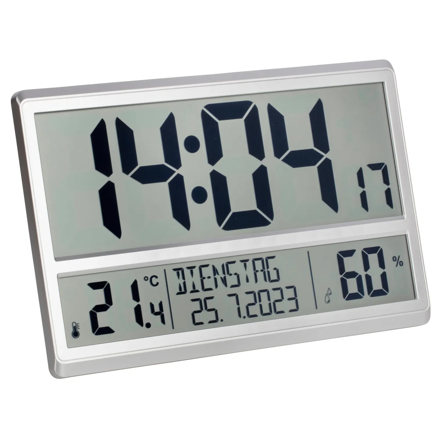TFA Dostmann XL Wanduhr digital schwarz Funk DCF77