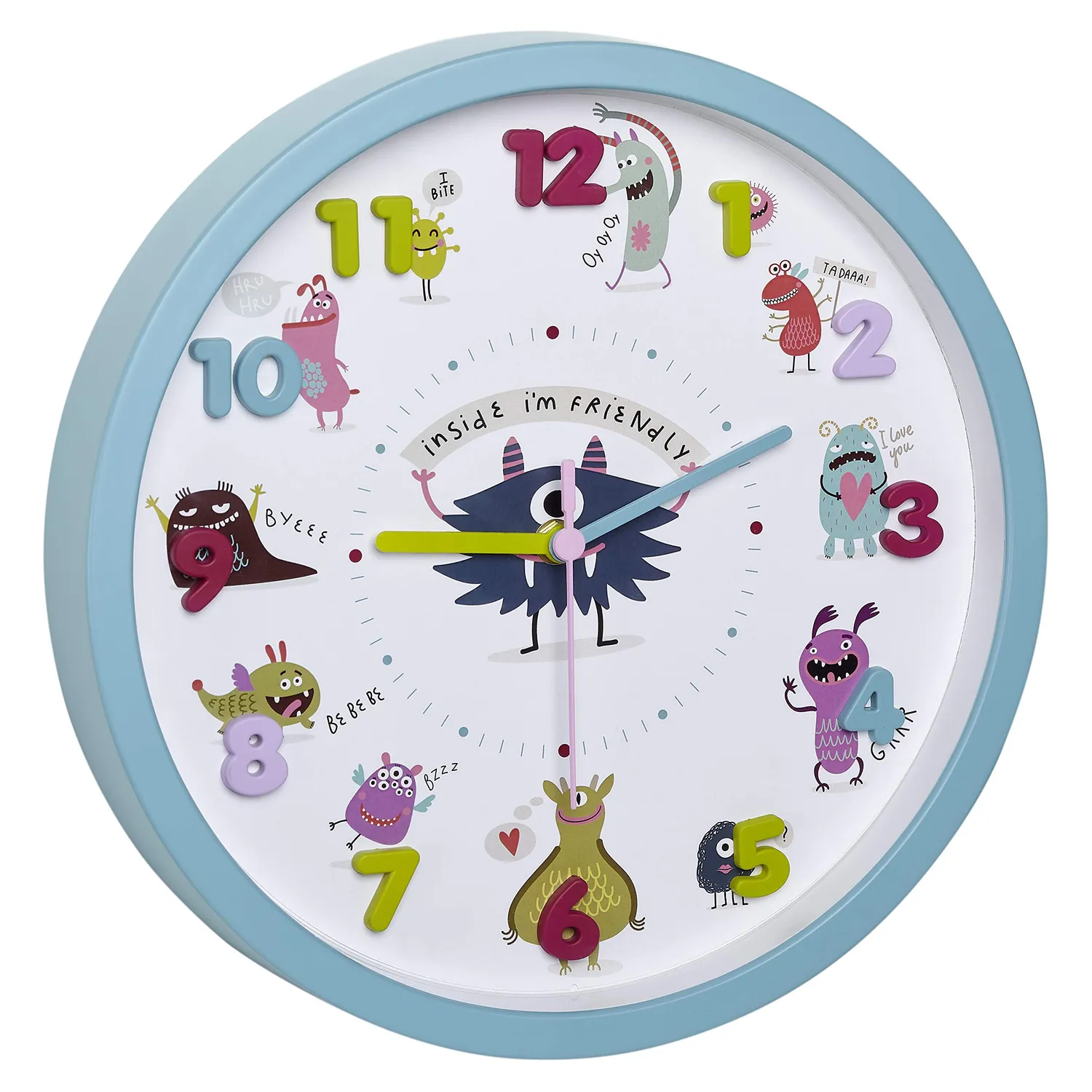 TFA Dostmann Little Animals Kinder-Wanduhr hellblau