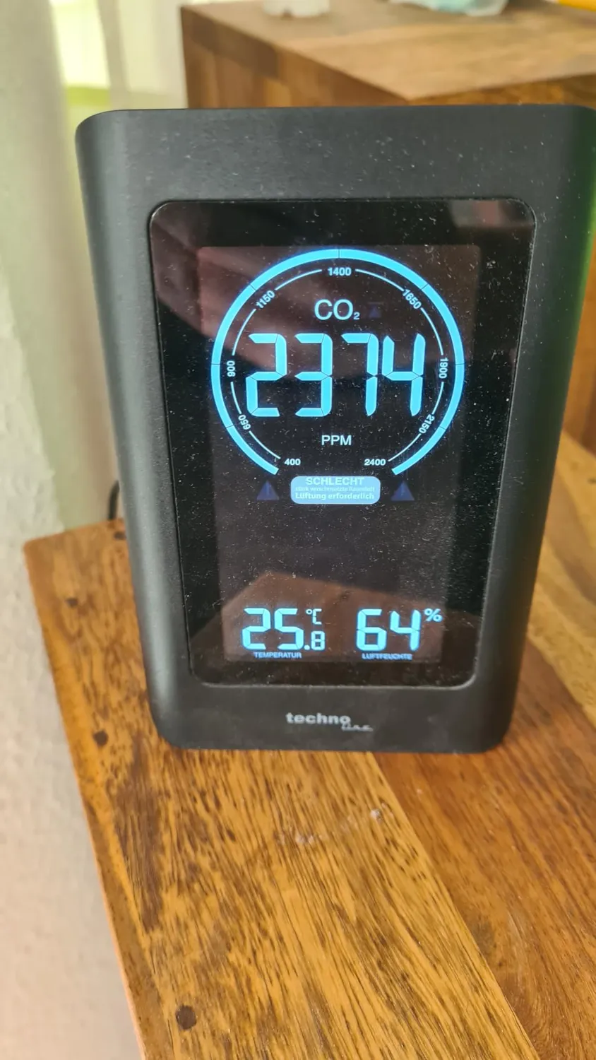 Technoline WL1030 CO2-Messgerät Schwarz NDIR-Ampel