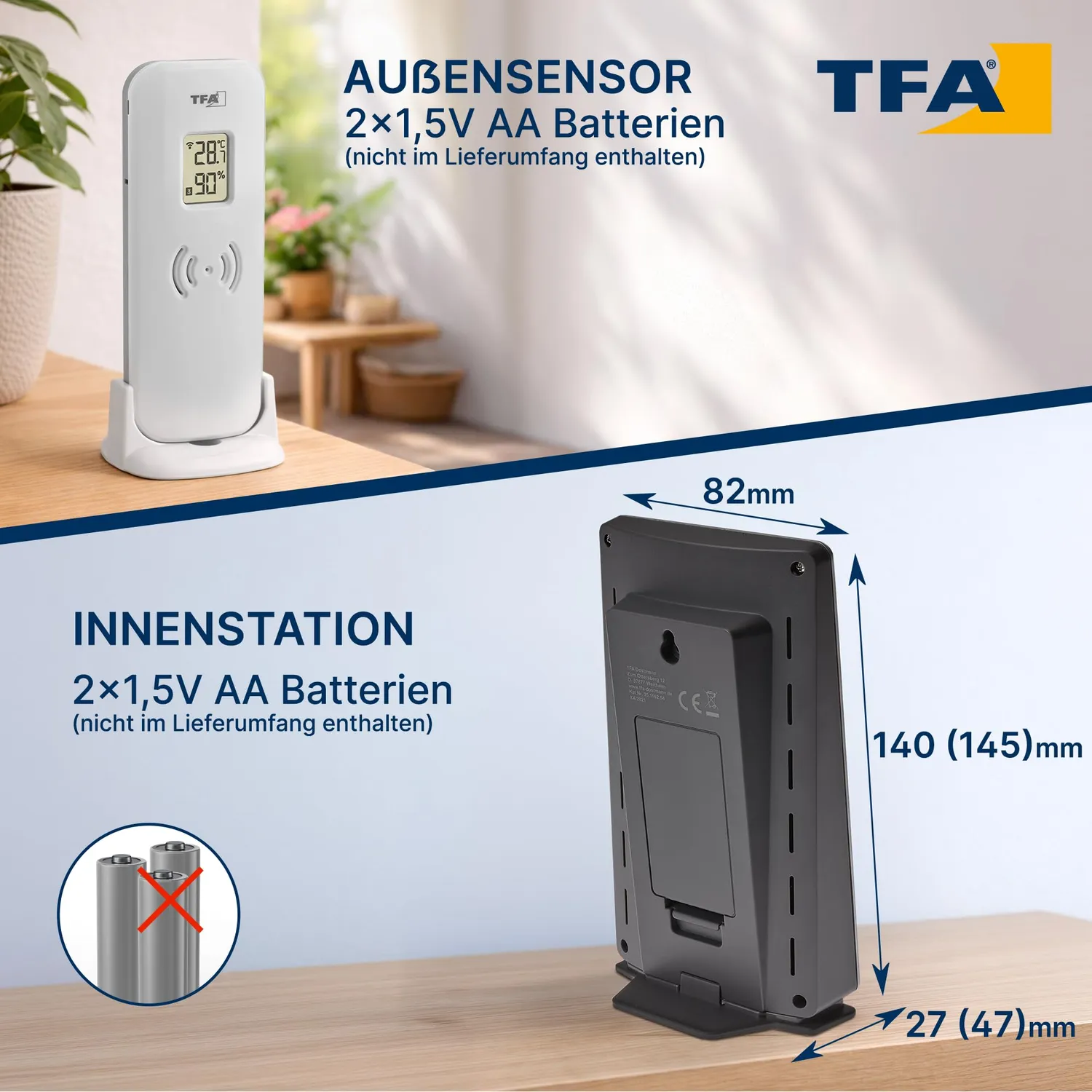 TFA Dostmann Xena Funk-Wetterstation silber Außensensor