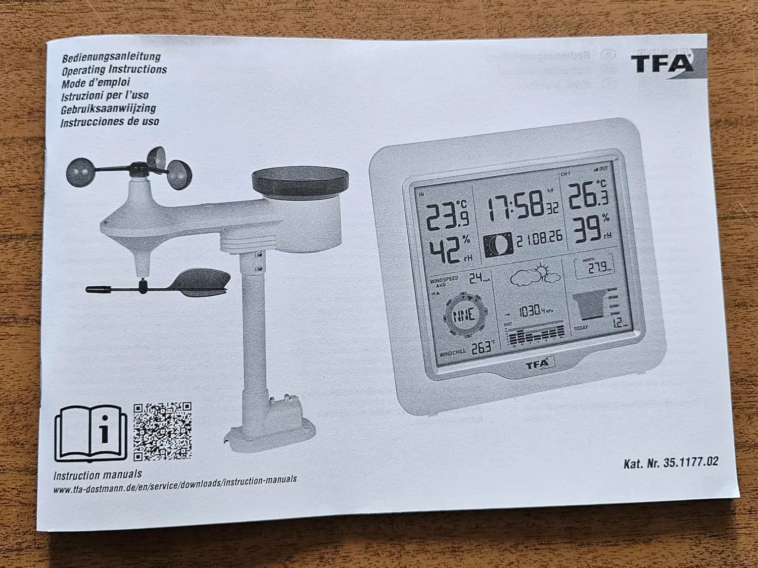 TFA Dostmann Weather One 35.1177 Funk-Wetterstation 5-in-1 weiß