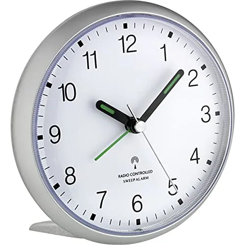 TFA Dostmann 60.1506 Funk-Wecker Silber analog geräuscharm