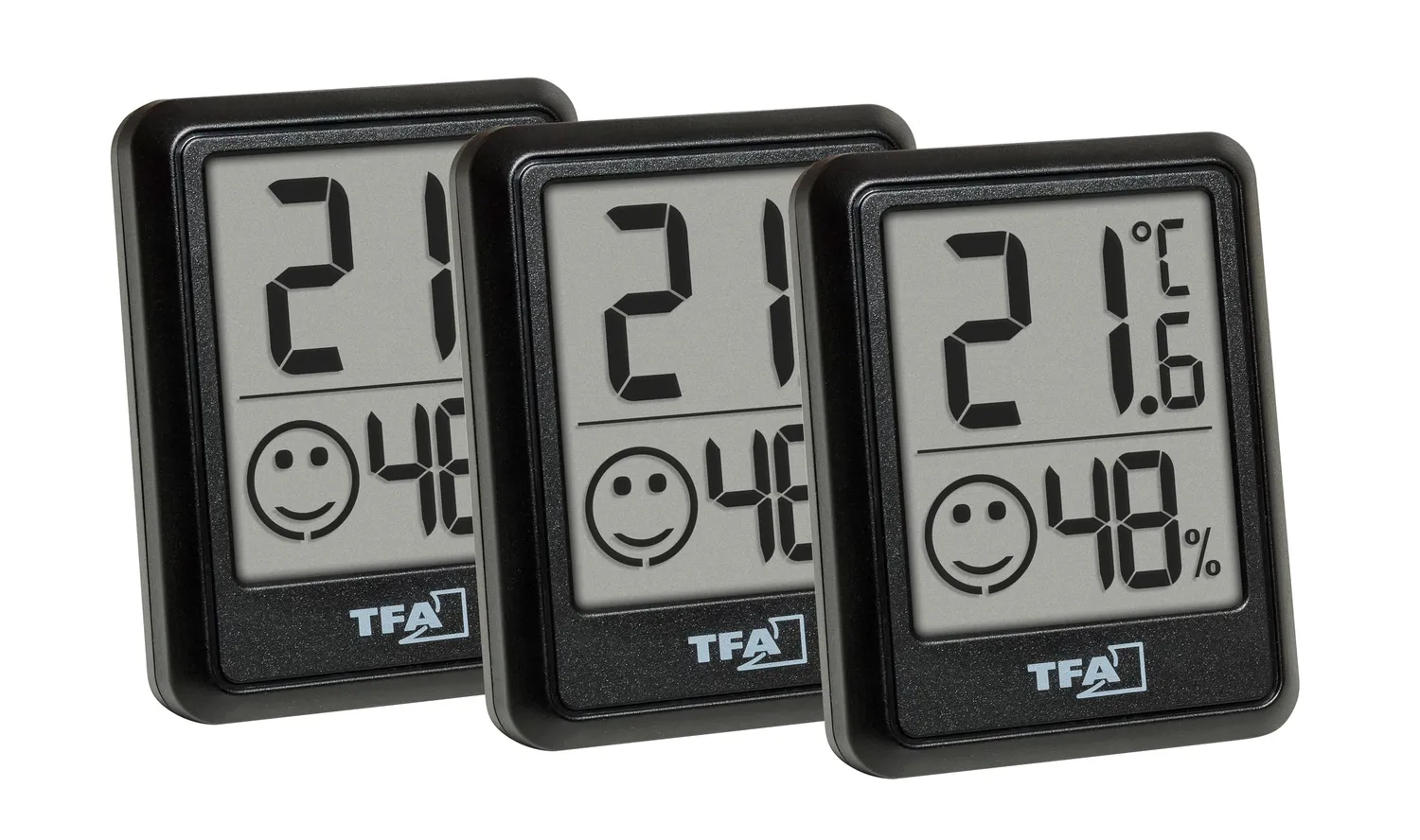TFA Dostmann 30.5060 Mini Thermo-Hygrometer 3er Set weiß