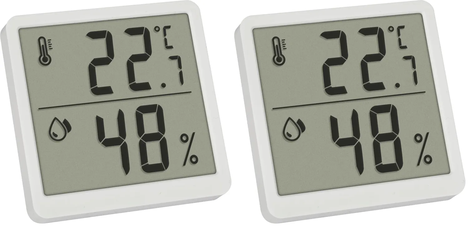 TFA Dostmann 30.5059.02.02 Thermo-Hygrometer 2er Set weiß digital