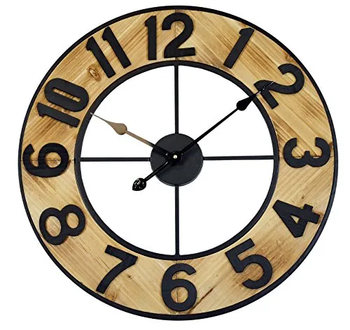 Technoline WT1610 Wanduhr 60 cm XXL Retro Holz-Optik