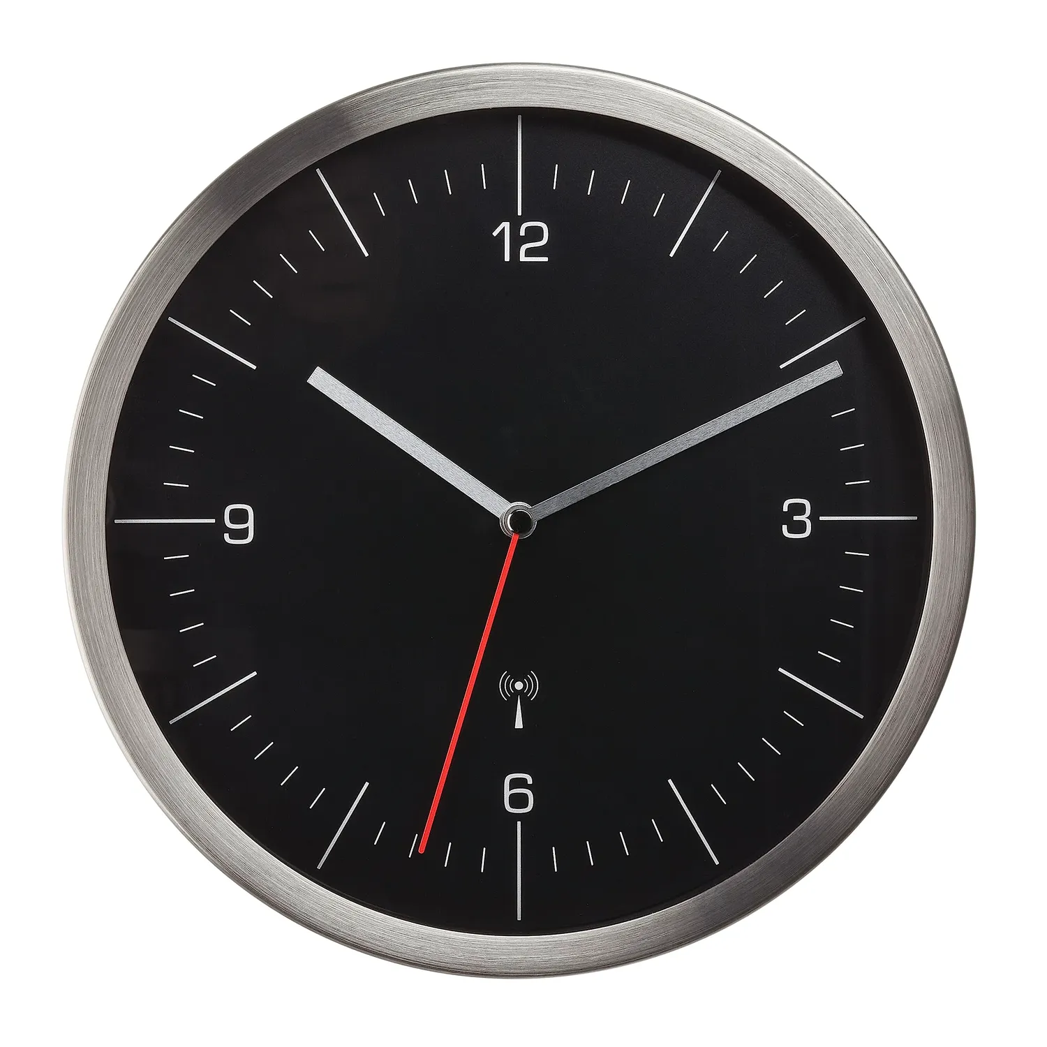 TFA Dostmann 60.3544.01 Funk Wanduhr schwarz-silber lautlos